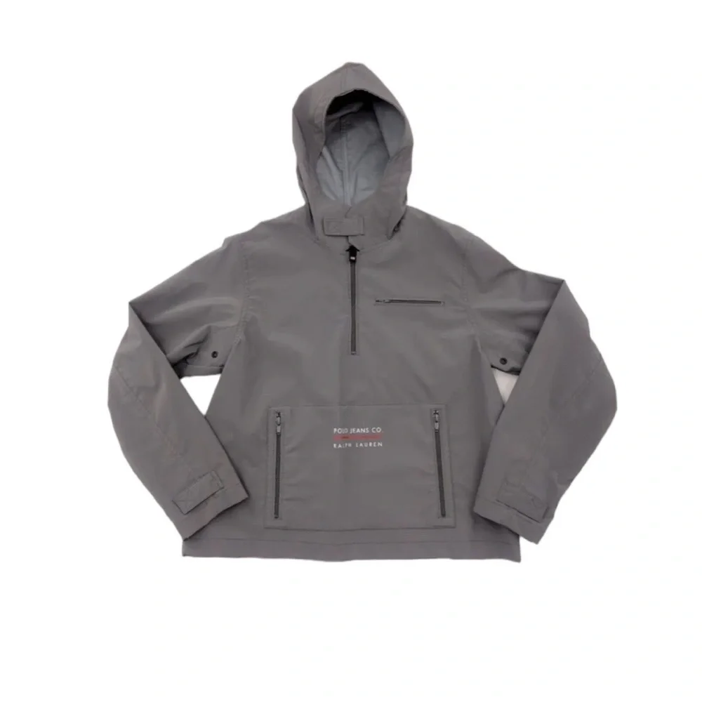 RALPH LAUREN Polo Jeans Company Pullover Raincoat in Gray Size Medium